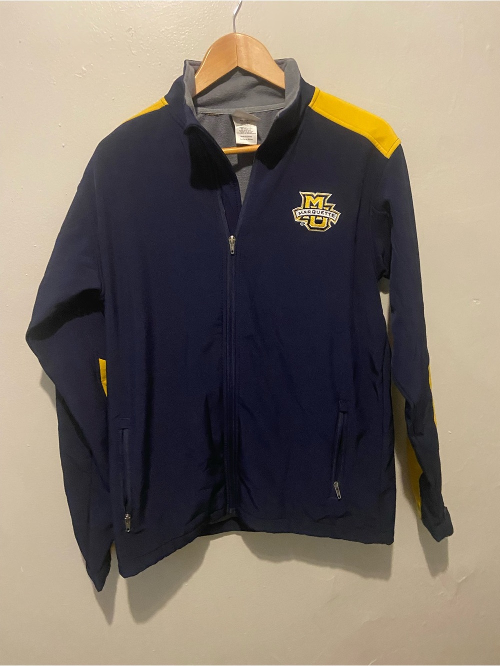 Navy Lightweight Full-Zip Jacket with Gold Accents
